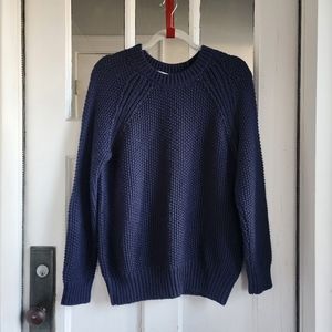 Sandro Deep Blue Textured Crew Neck Sweater